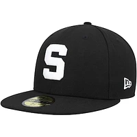 Men's New Era Michigan State Spartans Black & White 59FIFTY Fitted Hat