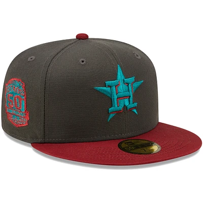 Men's New Era Graphite/Cardinal Houston Astros 50th Anniversary Titlewave 59FIFTY - Fitted Hat