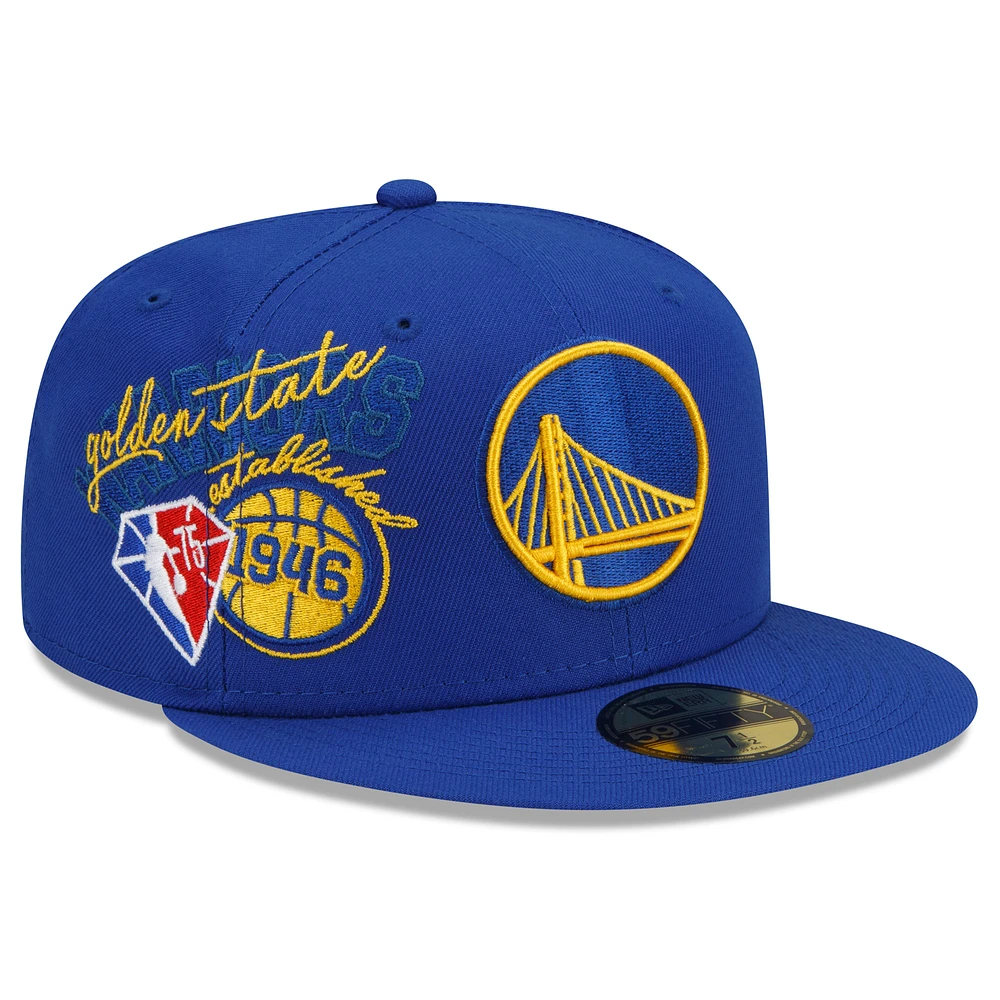 Men's New Era Royal Golden State Warriors - Back Half 59FIFTY Fitted Hat