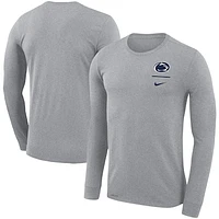 Men's Nike Gray Penn State Nittany Lions Logo Stack Legend Performance Long Sleeve T-Shirt