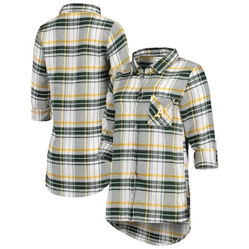 Women's Concepts Sport Green/Gold Athletics Accolade Flannel Nightshirt