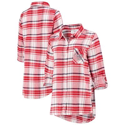 Women's Concepts Sport Red/Navy Washington Nationals Accolade Flannel Nightshirt