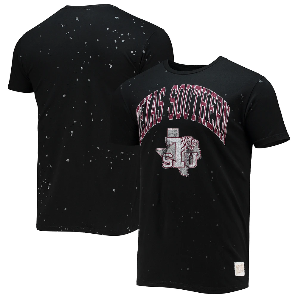 Men's Original Retro Brand Black Texas Southern Tigers Bleach Splatter T-Shirt