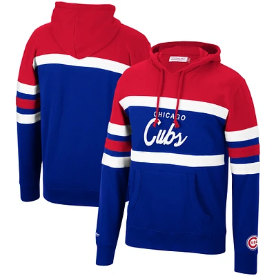 Men's Mitchell & Ness Royal/Red Chicago Cubs Head Coach Pullover Hoodie