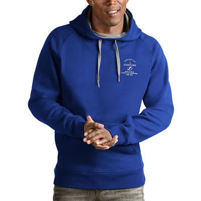 Men's Antigua Blue Tampa Bay Lightning Back-to-Back Stanley Cup Champions Victory Pullover Hoodie