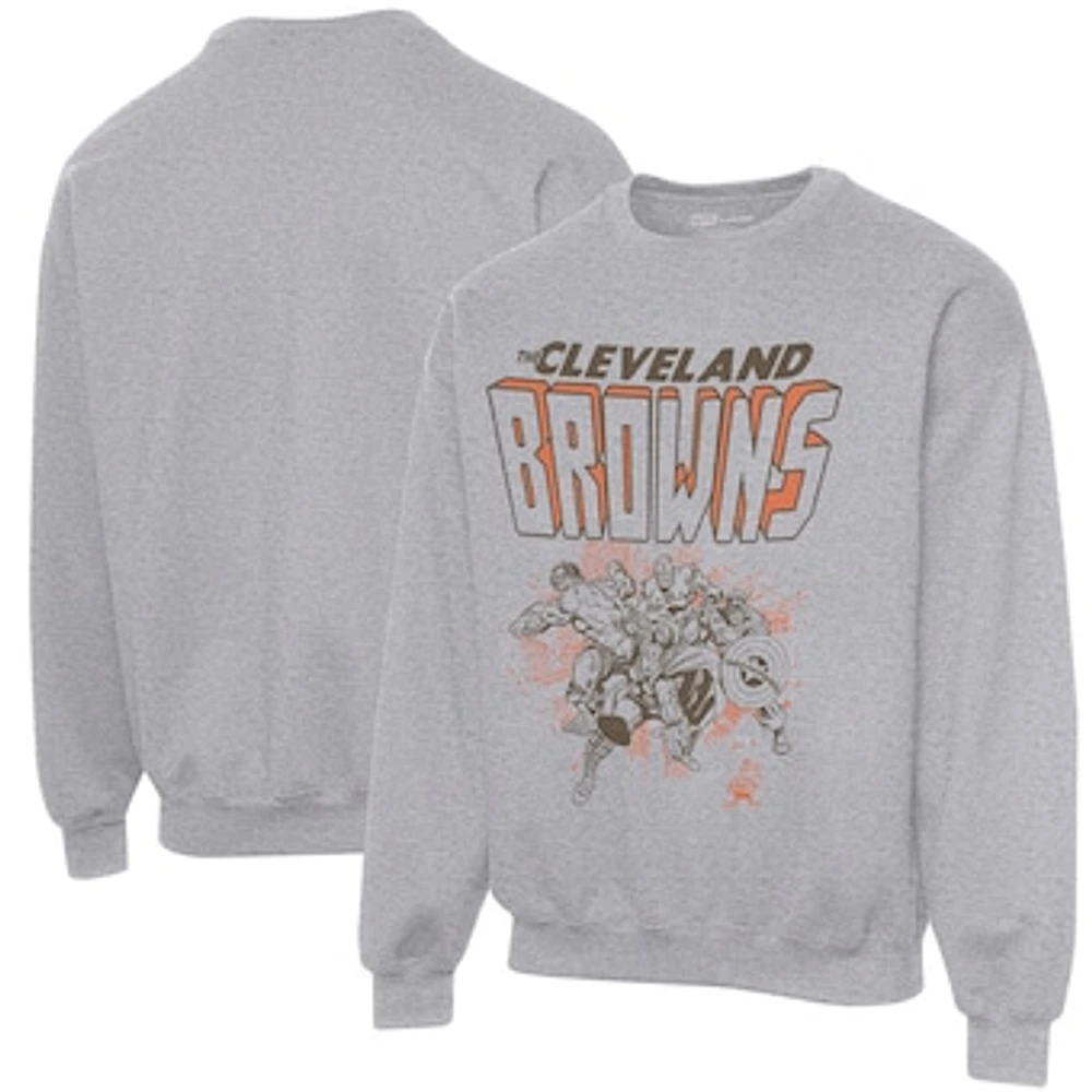 Men's Junk Food Heathered Gray Cleveland Browns Avengers Throwback - Pullover Sweatshirt