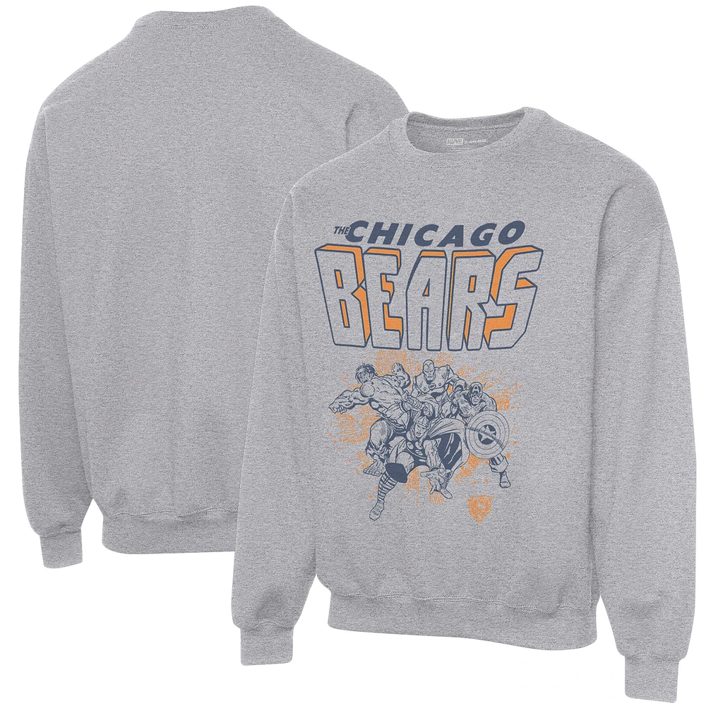 Men's Junk Food Heathered Gray Chicago Bears Avengers Throwback - Pullover Sweatshirt