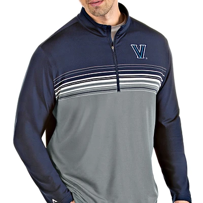Men's Antigua Navy/Gray Villanova Wildcats Pace Quarter-Zip Pullover Jacket