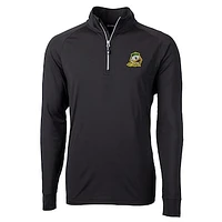 Men's Cutter & Buck Black Oregon Ducks Adapt Eco Knit Quarter-Zip Pullover Jacket