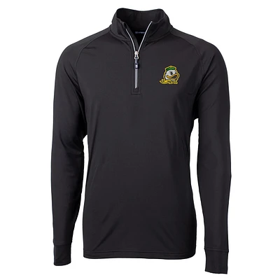 Men's Cutter & Buck Black Oregon Ducks Adapt Eco Knit Quarter-Zip Pullover Jacket