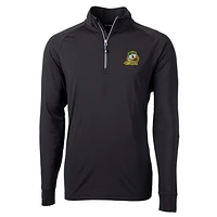 Men's Cutter & Buck Black Oregon Ducks Adapt Eco Knit Quarter-Zip Pullover Jacket