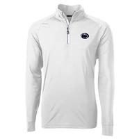 Men's Cutter & Buck White Penn State Nittany Lions Adapt Eco Knit Quarter-Zip Pullover Jacket