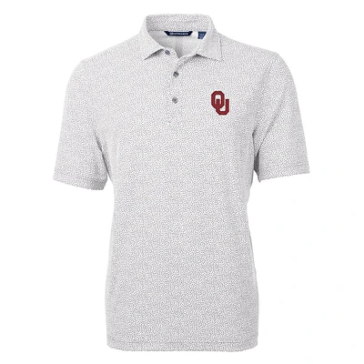 Men's Cutter & Buck Gray Oklahoma Sooners Virtue Eco Pique Botanical Print Polo