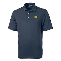 Men's Cutter & Buck Navy Michigan Wolverines Virtue Eco Pique Recycled Polo