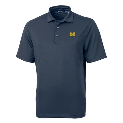 Men's Cutter & Buck Navy Michigan Wolverines Virtue Eco Pique Recycled Polo