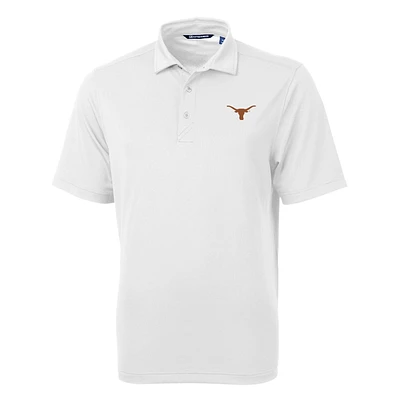 Men's Cutter & Buck White Texas Longhorns Virtue Eco Pique Recycled Polo