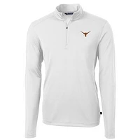 Men's Cutter & Buck White Texas Longhorns Virtue Eco Pique Recycled Quarter-Zip Jacket