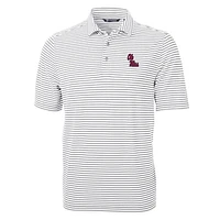 Men's Cutter & Buck Gray Ole Miss Rebels Virtue Eco Pique Stripe Recycled Polo