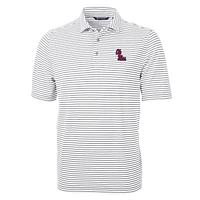 Men's Cutter & Buck Gray Ole Miss Rebels Virtue Eco Pique Stripe Recycled Polo