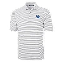Men's Cutter & Buck Gray Kentucky Wildcats Virtue Eco Pique Stripe Recycled Polo