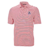 Men's Cutter & Buck Red Arizona Wildcats Virtue Eco Pique Stripe Recycled Polo