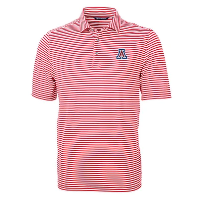 Men's Cutter & Buck Red Arizona Wildcats Virtue Eco Pique Stripe Recycled Polo