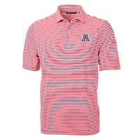 Men's Cutter & Buck Red Arizona Wildcats Virtue Eco Pique Stripe Recycled Polo