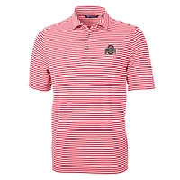 Men's Cutter & Buck Scarlet Ohio State Buckeyes Virtue Eco Pique Stripe Recycled Polo