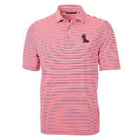 Men's Cutter & Buck Red Ole Miss Rebels Virtue Eco Pique Stripe Recycled Polo