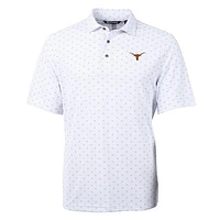 Men's Cutter & Buck White Texas Longhorns Virtue Eco Pique Tile Print Polo