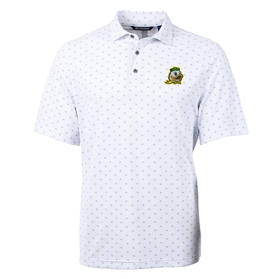 Men's Cutter & Buck White Oregon Ducks Virtue Eco Pique Tile Print Polo