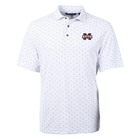 Men's Cutter & Buck White Mississippi State Bulldogs Virtue Eco Pique Tile Print Polo