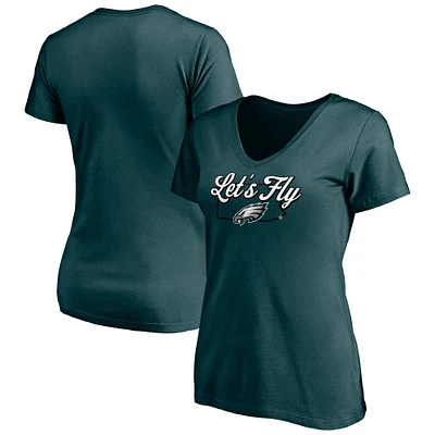 Women's Fanatics Midnight Green Philadelphia Eagles Hometown Collection Wildcat V-Neck T-Shirt