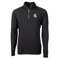 Men's Cutter & Buck Black Michigan State Spartans Big Tall Adapt Eco Knit Quarter-Zip Pullover Jacket
