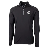 Men's Cutter & Buck Black Michigan State Spartans Big Tall Adapt Eco Knit Quarter-Zip Pullover Jacket
