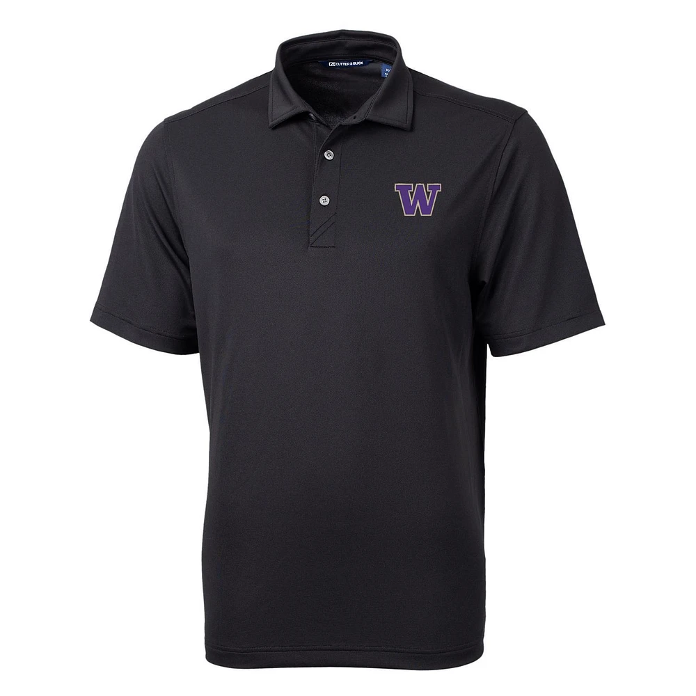 Men's Cutter & Buck Black Washington Huskies Big Tall Virtue Eco Pique Recycled Polo