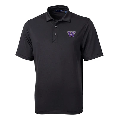 Men's Cutter & Buck Black Washington Huskies Big Tall Virtue Eco Pique Recycled Polo