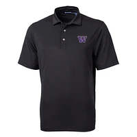 Men's Cutter & Buck Black Washington Huskies Big Tall Virtue Eco Pique Recycled Polo