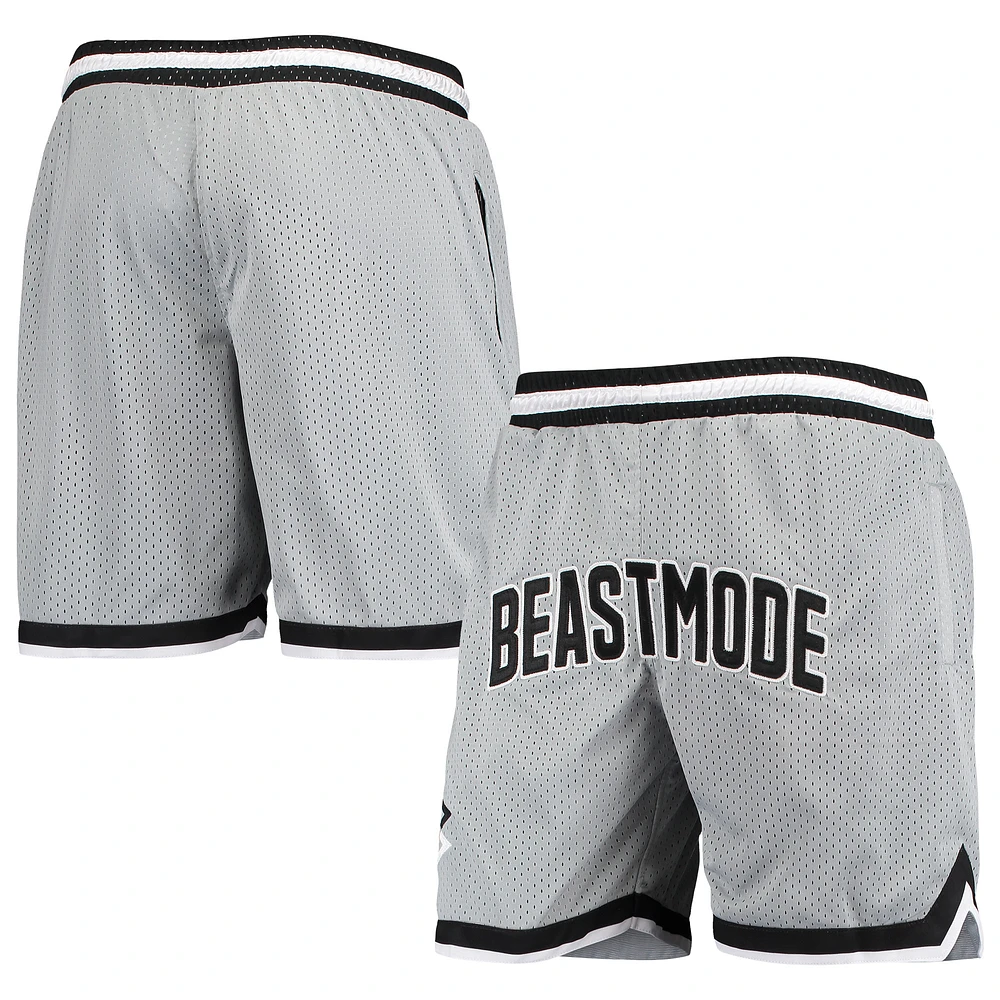 Men's Silver/Black Beast Mode Varsity Basketball Shorts