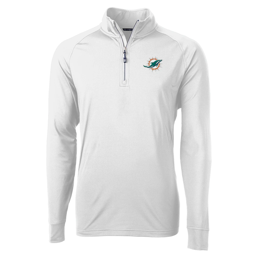 Men's Cutter & Buck Miami Dolphins Adapt Eco Knit Quarter-Zip Pullover Jacket