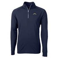 Men's Cutter & Buck Navy Los Angeles Chargers Adapt Eco Knit Quarter-Zip Pullover Jacket