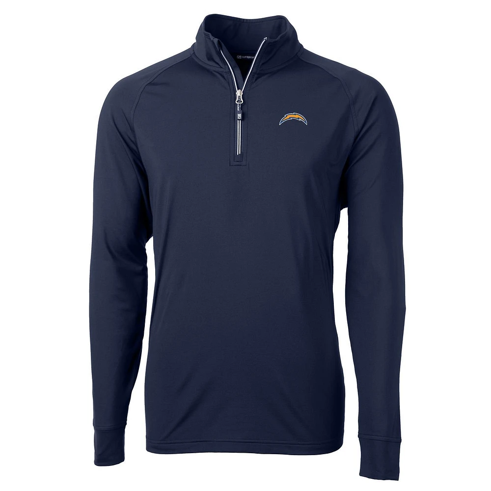 Men's Cutter & Buck Navy Los Angeles Chargers Adapt Eco Knit Quarter-Zip Pullover Jacket