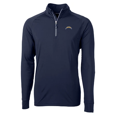 Men's Cutter & Buck Navy Los Angeles Chargers Adapt Eco Knit Quarter-Zip Pullover Jacket