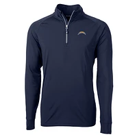 Men's Cutter & Buck Navy Los Angeles Chargers Adapt Eco Knit Quarter-Zip Pullover Jacket