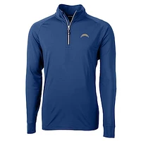 Men's Cutter & Buck Royal Los Angeles Chargers Adapt Eco Knit Quarter-Zip Pullover Jacket