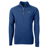 Men's Cutter & Buck Royal Los Angeles Chargers Adapt Eco Knit Quarter-Zip Pullover Jacket