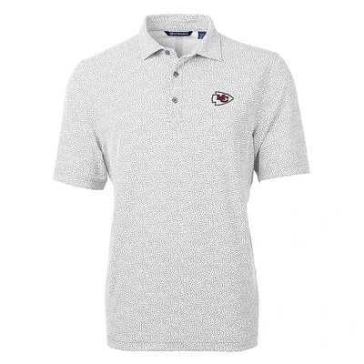 Men's Cutter & Buck Gray Kansas City Chiefs Virtue Eco Pique Botanical Print Polo