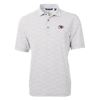 Men's Cutter & Buck Gray Kansas City Chiefs Virtue Eco Pique Botanical Print Polo