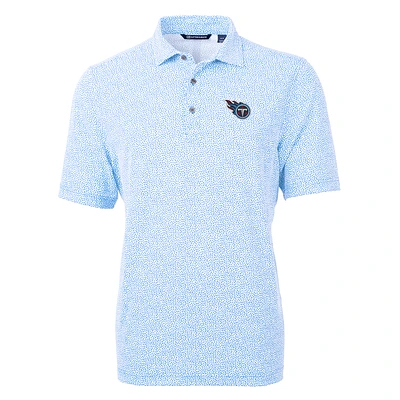 Men's Cutter & Buck Light Blue Tennessee Titans Virtue Eco Pique Botanical Print Polo