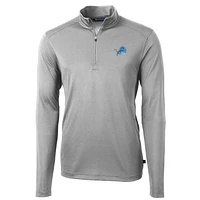 Men's Cutter & Buck Gray Detroit Lions Virtue Eco Pique Recycled Quarter-Zip Pullover Jacket